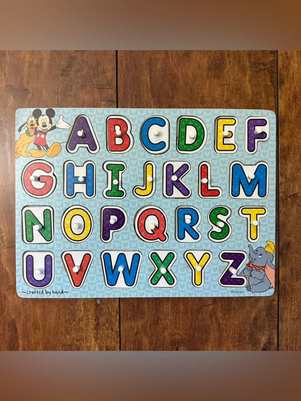 Melissa & Doug Disney Alphabet Peg Puzzle - Red, Blue, Green, Yellow, Purple